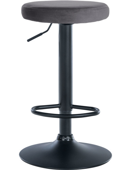 Tabouret de bar design pivotant en Velours Gris foncé Métal Noir Mat Tao - 2