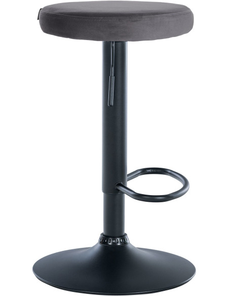 Tabouret de bar design pivotant en Velours Gris foncé Métal Noir Mat Tao - 3