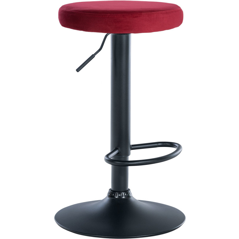 Tabouret de bar design pivotant en Velours Rouge Métal Noir Mat Tao - 1