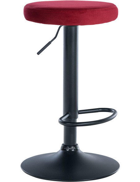 Tabouret de bar design pivotant en Velours Rouge Métal Noir Mat Tao - 1
