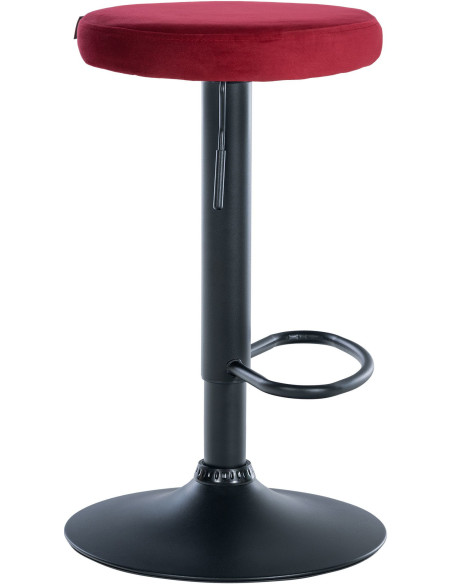 Tabouret de bar design pivotant en Velours Rouge Métal Noir Mat Tao - 3