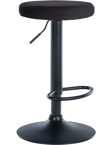 Tabouret de bar design pivotant en Velours Noir Métal Noir Mat Tao - 1