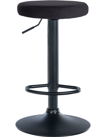 Tabouret de bar design pivotant en Velours Noir Métal Noir Mat Tao - 2