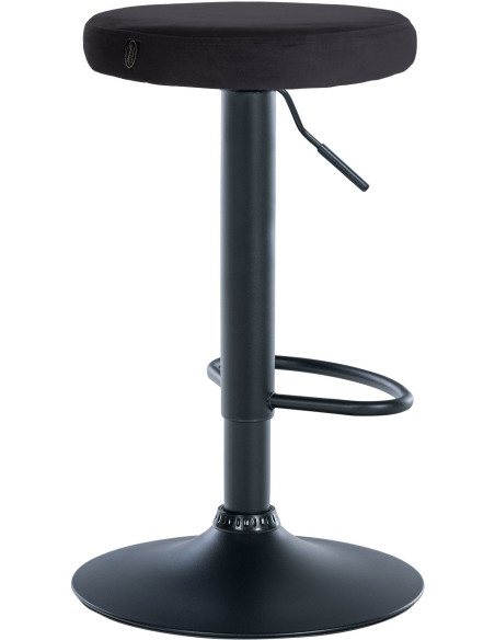 Tabouret de bar design pivotant en Velours Noir Métal Noir Mat Tao - 4