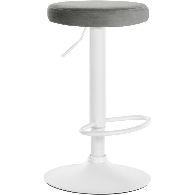 Tabouret de bar design pivotant en Velours Gris clair Métal Blanc Mat Tao - 1