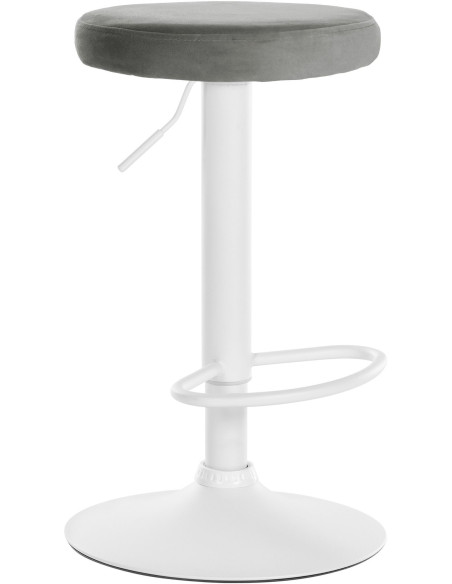 Tabouret de bar design pivotant en Velours Gris clair Métal Blanc Mat Tao - 1