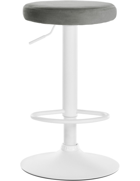 Tabouret de bar design pivotant en Velours Gris clair Métal Blanc Mat Tao - 2