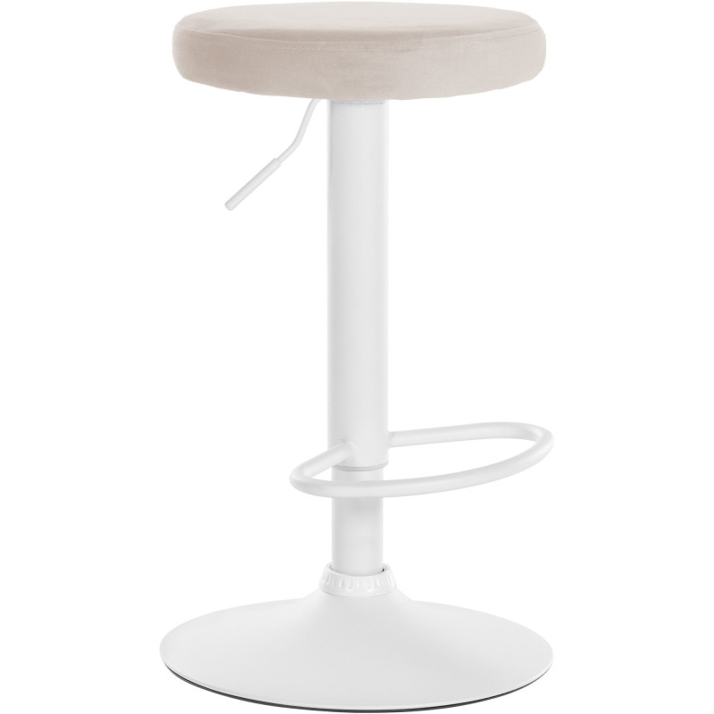 Tabouret de bar design pivotant en Velours Blanc crème Métal Blanc Mat Tao - 1