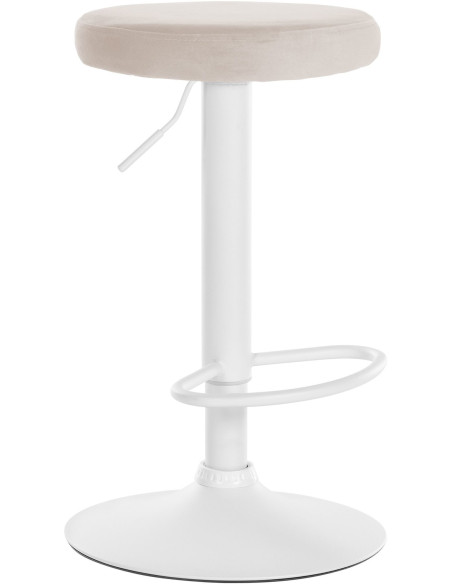 Tabouret de bar design pivotant en Velours Blanc crème Métal Blanc Mat Tao - 1