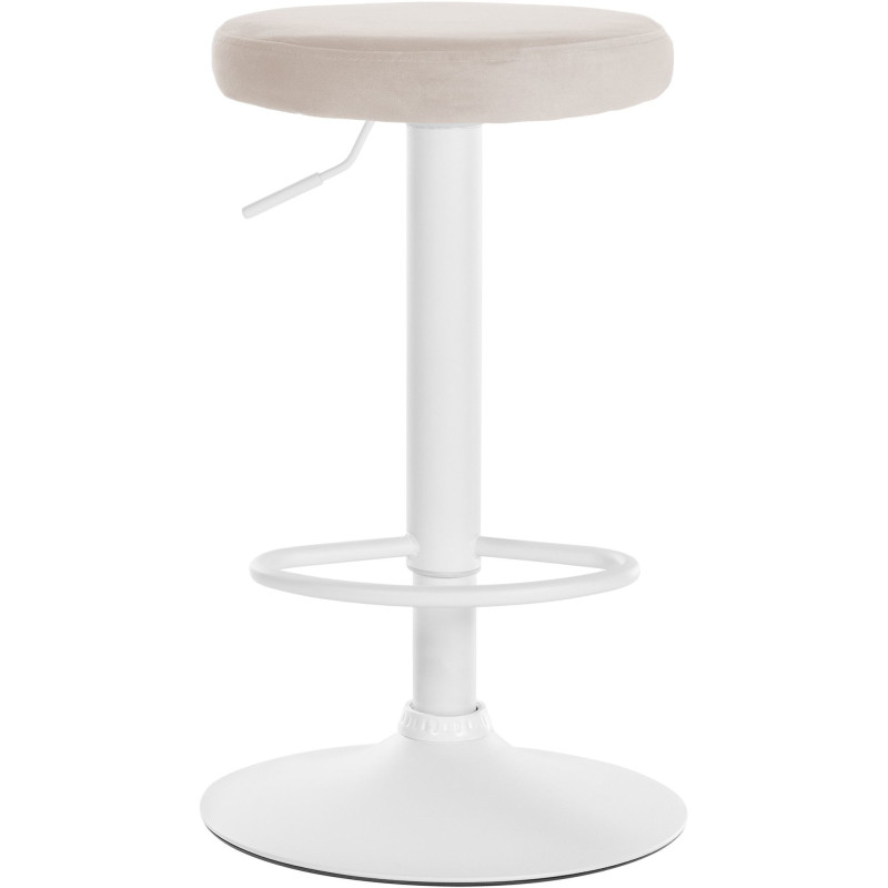 Tabouret de bar design pivotant en Velours Blanc crème Métal Blanc Mat Tao - 2