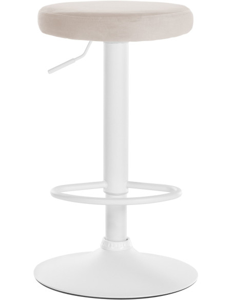 Tabouret de bar design pivotant en Velours Blanc crème Métal Blanc Mat Tao - 2