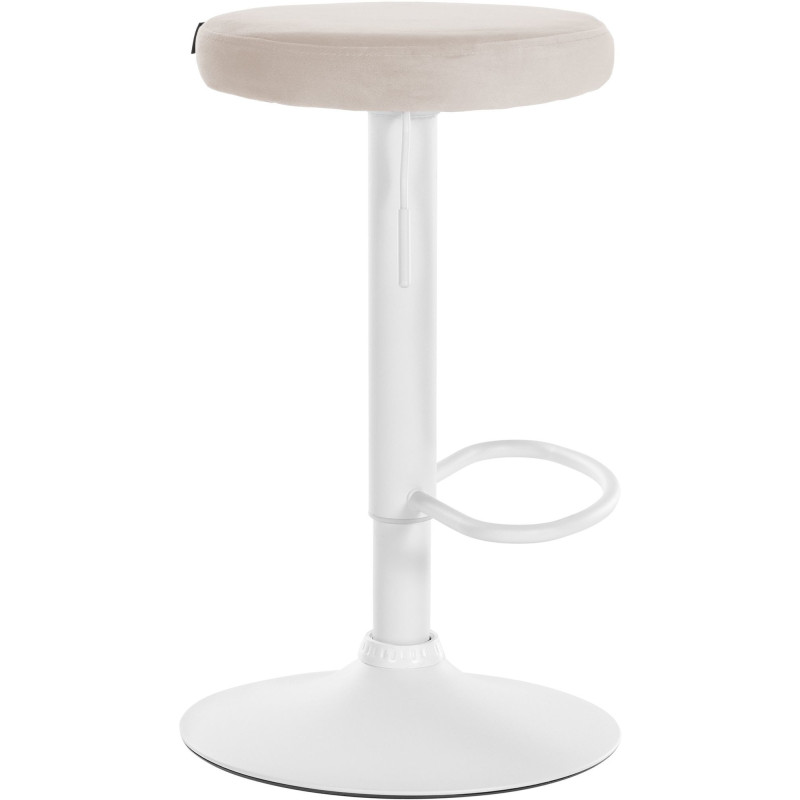 Tabouret de bar design pivotant en Velours Blanc crème Métal Blanc Mat Tao - 3
