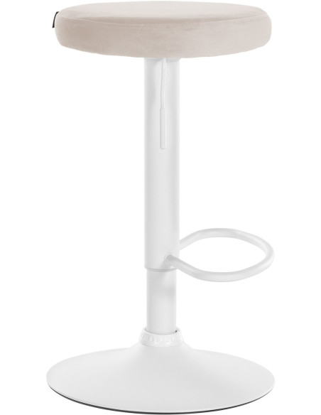 Tabouret de bar design pivotant en Velours Blanc crème Métal Blanc Mat Tao - 3