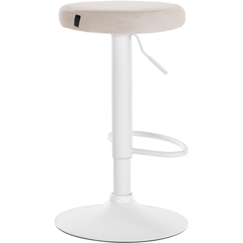 Tabouret de bar design pivotant en Velours Blanc crème Métal Blanc Mat Tao - 4