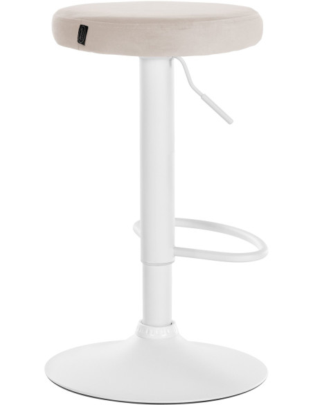 Tabouret de bar design pivotant en Velours Blanc crème Métal Blanc Mat Tao - 4