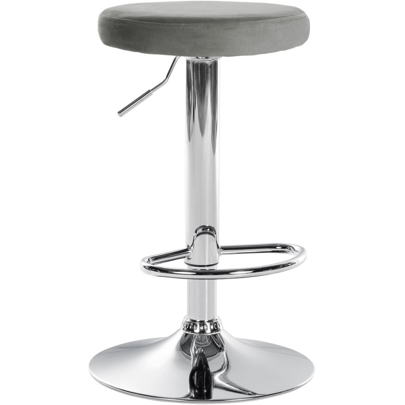 Tabouret de bar design pivotant en Velours Gris clair Métal Chromé Brillant Tao - 1