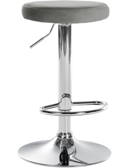 Tabouret de bar design pivotant en Velours Gris clair Métal Chromé Brillant Tao - 1