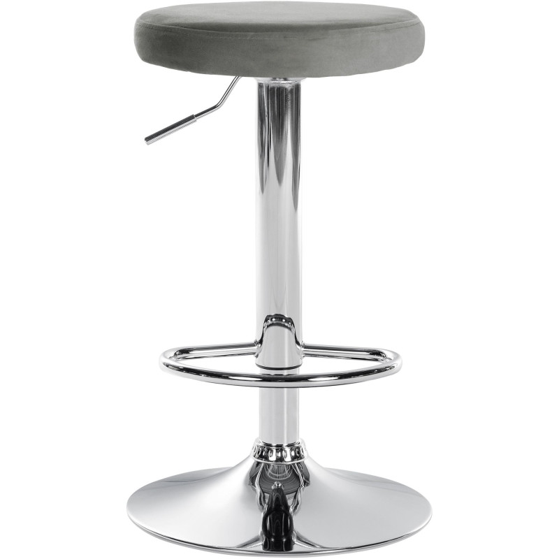 Tabouret de bar design pivotant en Velours Gris clair Métal Chromé Brillant Tao - 2