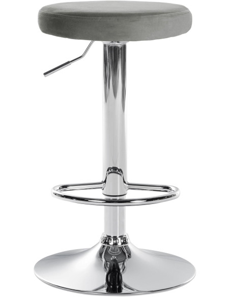 Tabouret de bar design pivotant en Velours Gris clair Métal Chromé Brillant Tao - 2