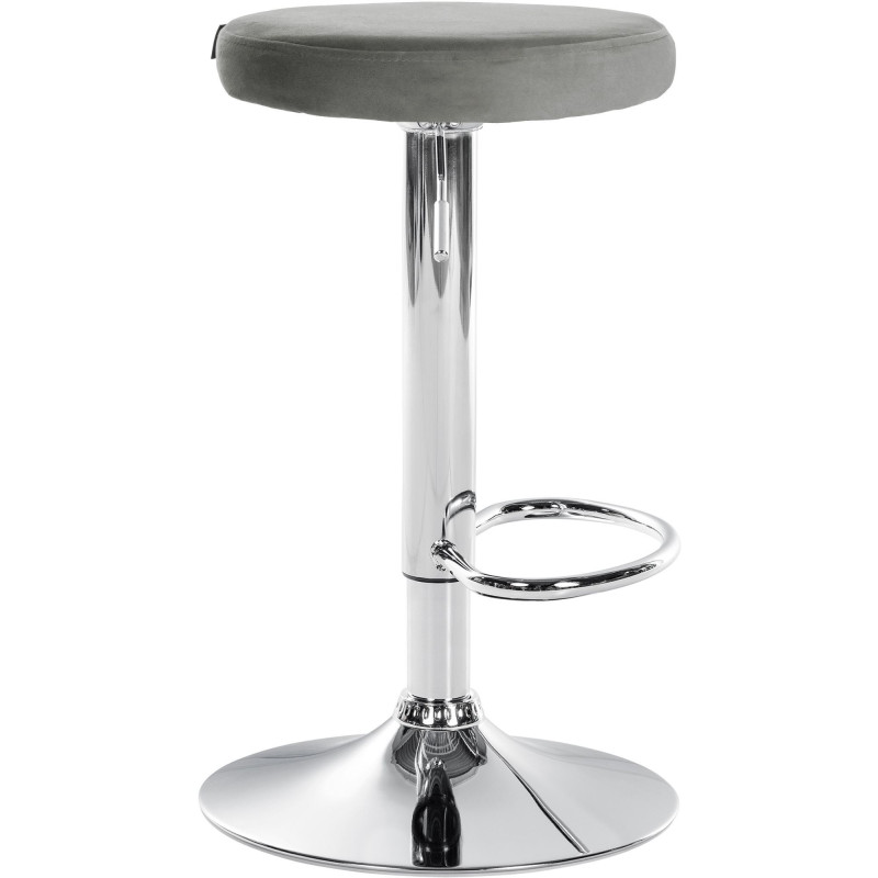 Tabouret de bar design pivotant en Velours Gris clair Métal Chromé Brillant Tao - 3