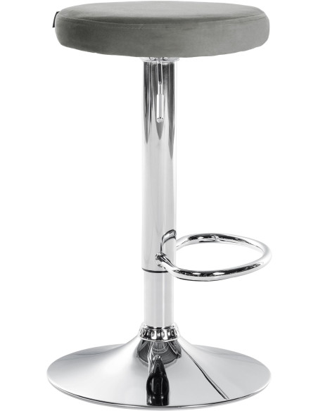 Tabouret de bar design pivotant en Velours Gris clair Métal Chromé Brillant Tao - 3