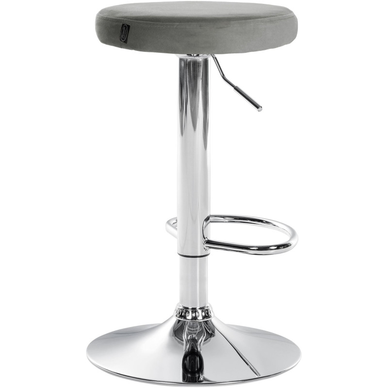 Tabouret de bar design pivotant en Velours Gris clair Métal Chromé Brillant Tao - 4