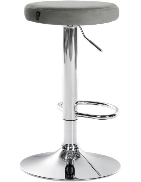 Tabouret de bar design pivotant en Velours Gris clair Métal Chromé Brillant Tao - 4