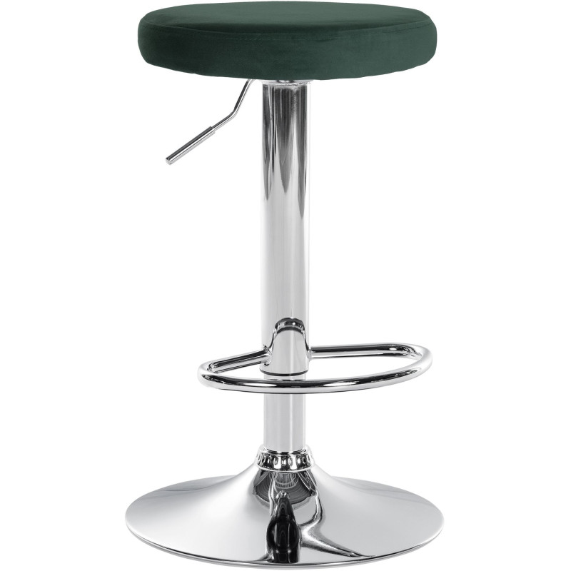 Tabouret de bar design pivotant en Velours Vert foncé Métal Chromé Brillant Tao - 1