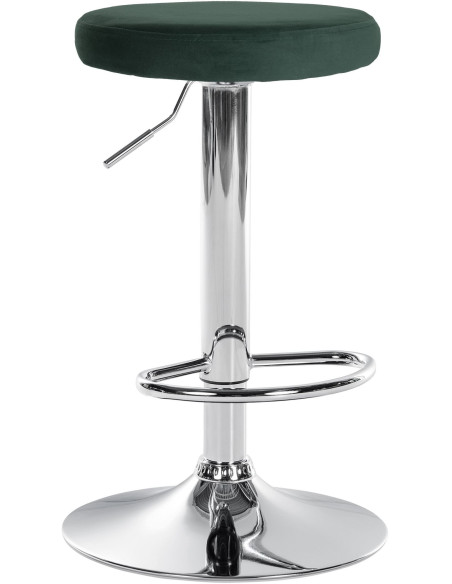 Tabouret de bar design pivotant en Velours Vert foncé Métal Chromé Brillant Tao - 1