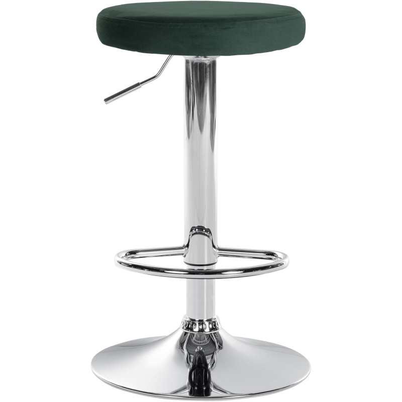 Tabouret de bar design pivotant en Velours Vert foncé Métal Chromé Brillant Tao - 2