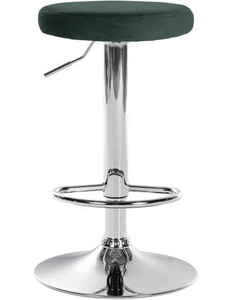 Tabouret de bar design pivotant en Velours Vert foncé Métal Chromé Brillant Tao - 2