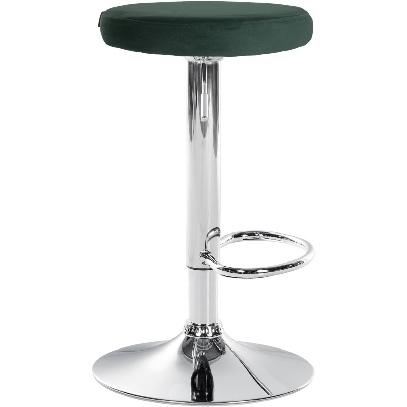 Tabouret de bar design pivotant en Velours Vert foncé Métal Chromé Brillant Tao - 3