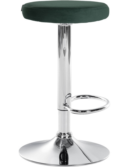 Tabouret de bar design pivotant en Velours Vert foncé Métal Chromé Brillant Tao - 3