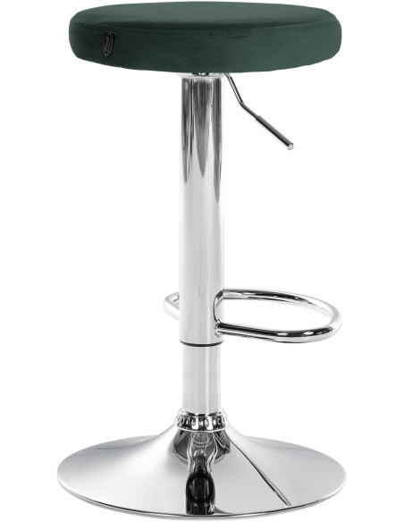 Tabouret de bar design pivotant en Velours Vert foncé Métal Chromé Brillant Tao - 4