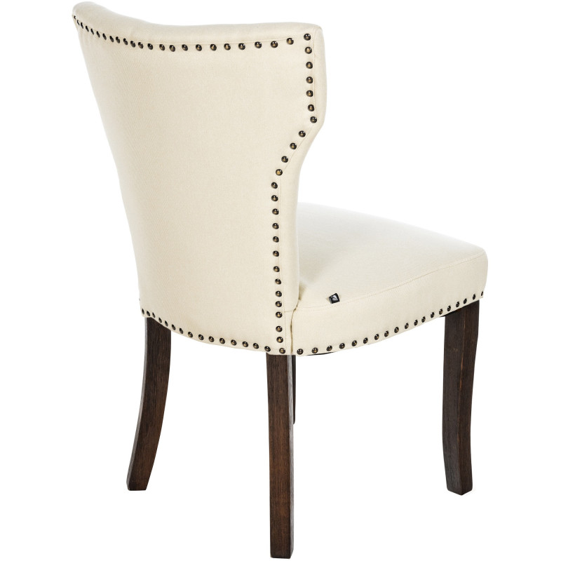 Chaise originale en Tissu Blanc crème Avec clous de tapissier Bois Marron foncé Isola - 2