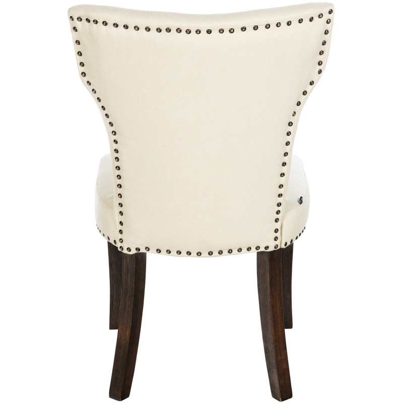 Chaise originale en Tissu Blanc crème Avec clous de tapissier Bois Marron foncé Isola - 5
