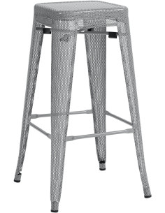 Tabouret de bar design industriel en Métal Argenté Ajouré Lumos - 1
