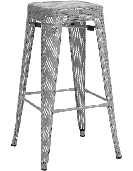 Tabouret de bar design industriel en Métal Argenté Ajouré Lumos - 1