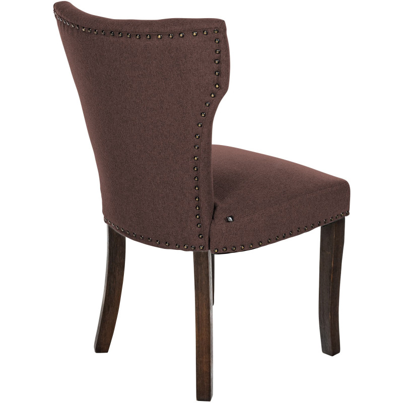 Chaise originale en Tissu Marron Avec clous de tapissier Bois Marron foncé Isola - 2