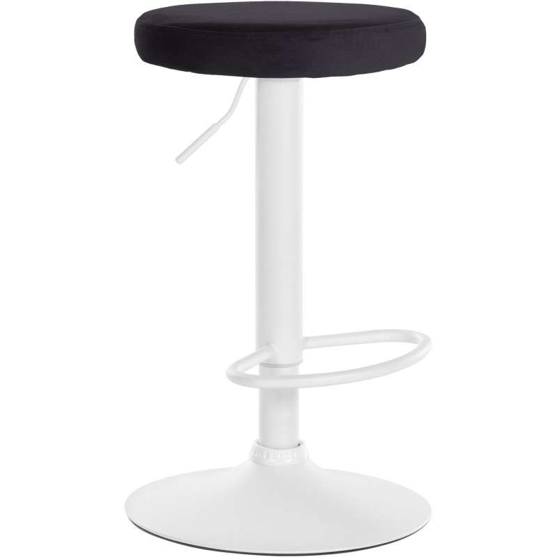 Tabouret de bar design pivotant en Velours Noir Métal Blanc Mat Tao - 1