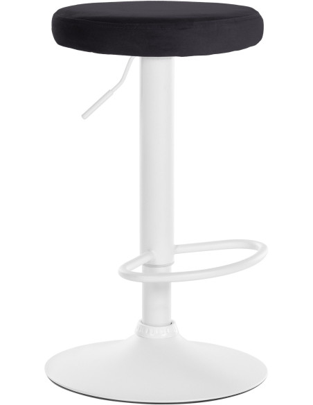 Tabouret de bar design pivotant en Velours Noir Métal Blanc Mat Tao - 1