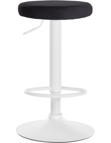 Tabouret de bar design pivotant en Velours Noir Métal Blanc Mat Tao - 2
