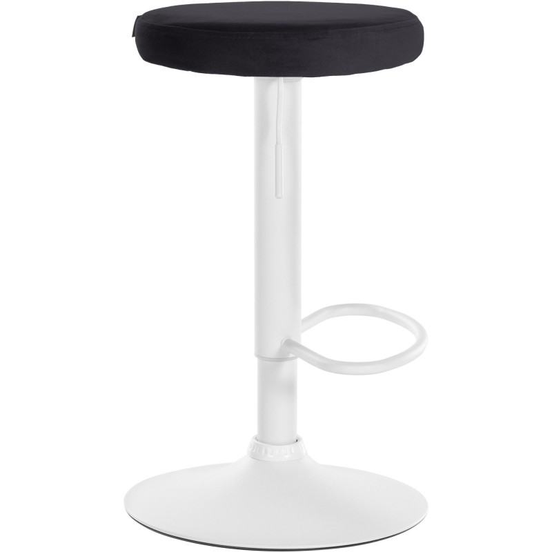 Tabouret de bar design pivotant en Velours Noir Métal Blanc Mat Tao - 3