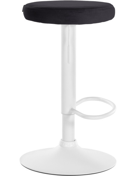 Tabouret de bar design pivotant en Velours Noir Métal Blanc Mat Tao - 3