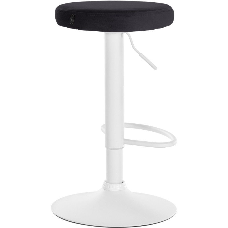 Tabouret de bar design pivotant en Velours Noir Métal Blanc Mat Tao - 4