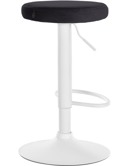 Tabouret de bar design pivotant en Velours Noir Métal Blanc Mat Tao - 4