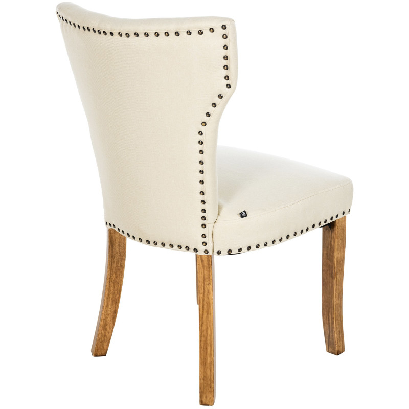 Chaise originale en Tissu Blanc crème Avec clous de tapissier Bois Marron clair Isola - 2