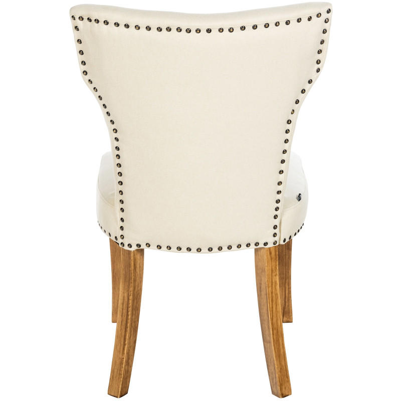 Chaise originale en Tissu Blanc crème Avec clous de tapissier Bois Marron clair Isola - 5