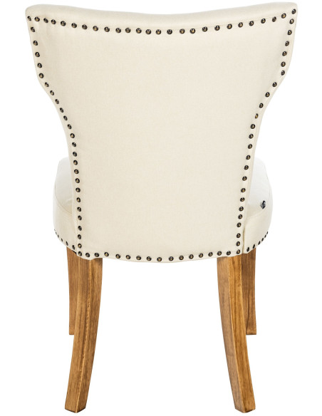 Chaise originale en Tissu Blanc crème Avec clous de tapissier Bois Marron clair Isola - 5