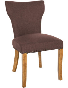 Chaise originale en Tissu Marron Avec clous de tapissier Bois Marron clair Isola - 1